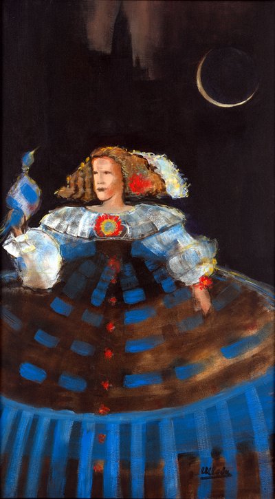 Menina ve Eclipse (tuval üzerine yağlı boya ve akrilik) by Marisa Leon
